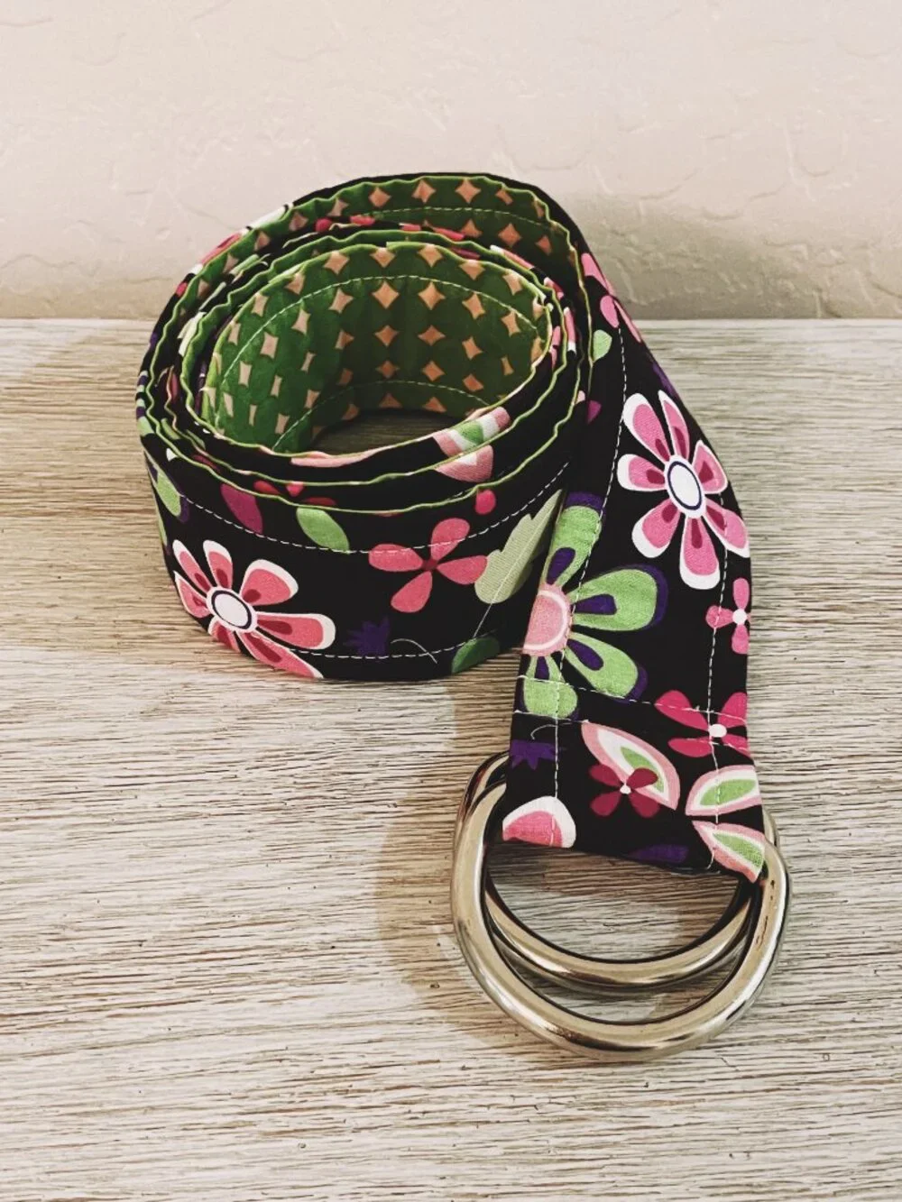 Belly Loops Fabric Belt Floral Dot Multi Pink Green
